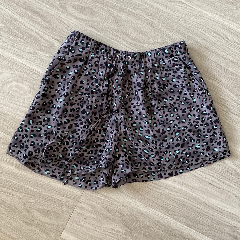 Rebecca Taylor Leopard Print Silk Shorts